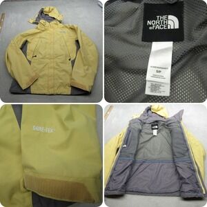 North Face Gore Tex Jacket Women Small Yellow Rain Hooded Waterproof 3in1 Shell‎